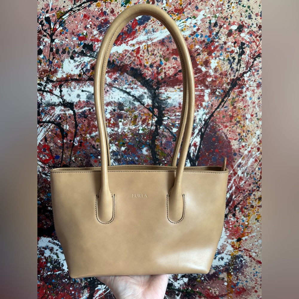 Furla Leather Tan Bag Minimalist Design